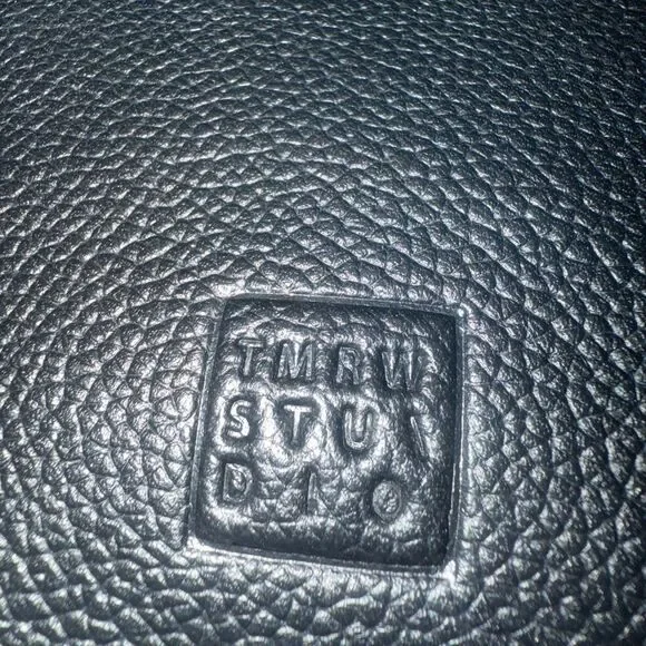 TMRW Studio Antonio Black Leather Tote Bag Square Handle Minimalist - Picture 6 of 8